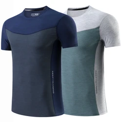 Spandex Quick Dry Men Running T-Shirts Gym Fitness Workout Jogging Sports Short Sleeve Top Sportswear Male Jersey Breathable