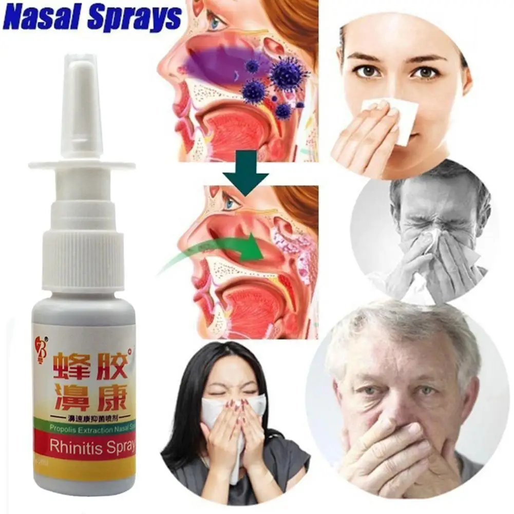 Spray nasal flacon de propolis, traitement sinusite chronique, inconfort nasal, goutte nasale, antarctique, herbe fraîche, pommade, 5 pièces