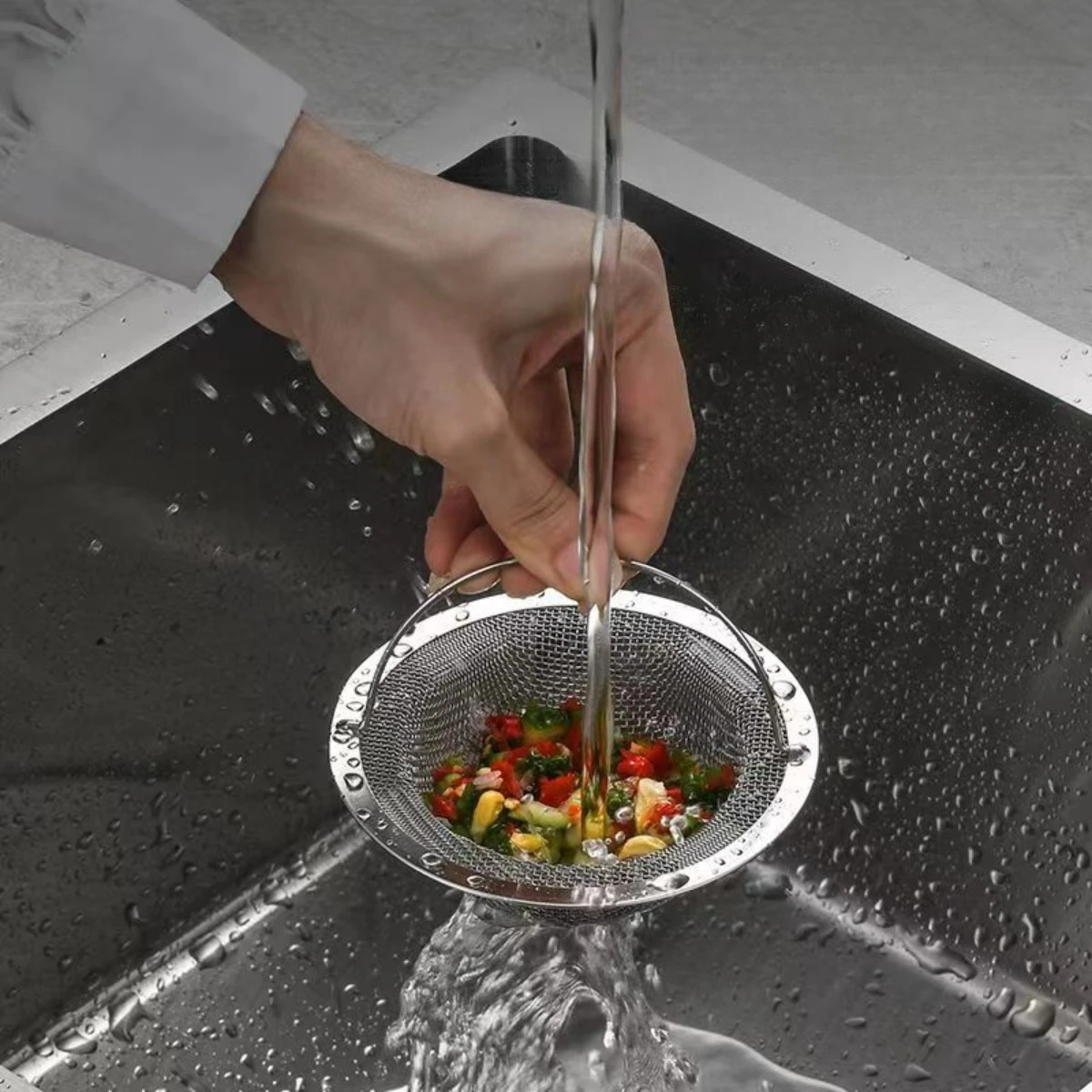 Kitchen Sink Drain Stainless Steel Sink Filter with Handle Anti Clogging Thickened for Kitchen Drainage Screen Sink Accessories