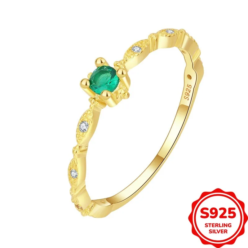 

Классическое и персонализированное аутентичное женское кольцо из серебра S925 с синим цирконом и геометрическим рисунком