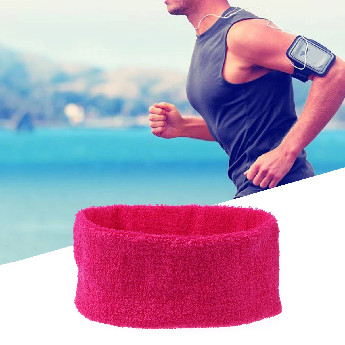 

Yoga Cloth Headband Reusable Adjustable Sweatband for Sports Fitness Spa Makeup Facial Use Rosy Sports Sweatbands