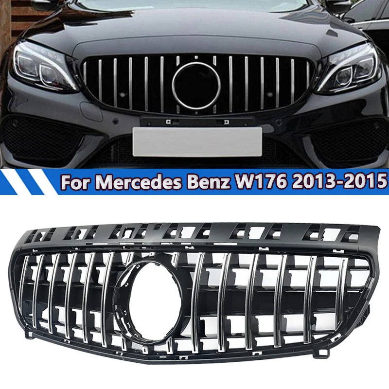 MagicKit GT R Style For Mercedes Benz A Class W176 A180 A200 A250 A45 AMG 2013-2015 Front Grille Chrome+Black CAR Accessories