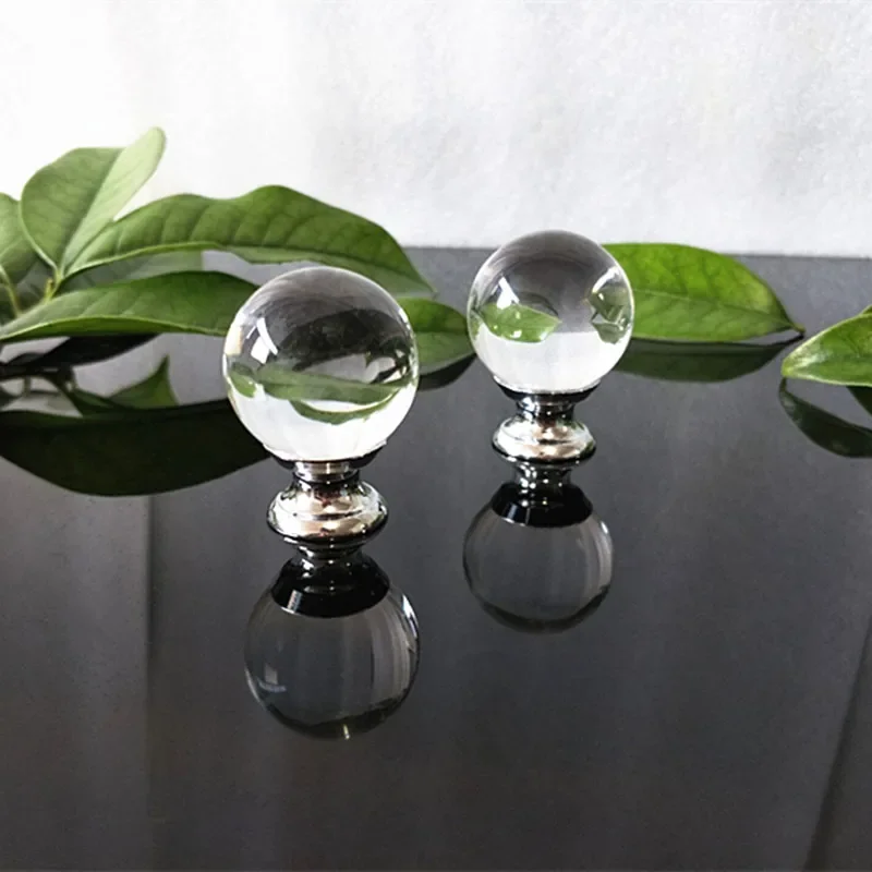 Clear Crystal Round Handles For Cabinets Door Hardware Furniture Pull Knobs Drawer Wardrobe Cupboard Kitchen Decor