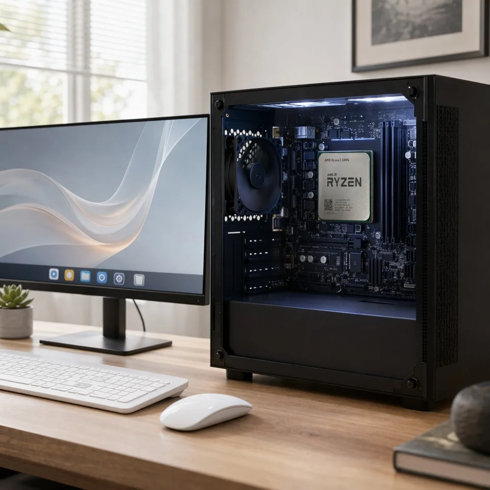 AMD Ryzen 5 3400G R5 3400G AM4 Socket Desktop CPU 4 Core 8 Thread 3.7GHz 4.2GHz Boost 4MB L2 8MB Without Cooler view 2
