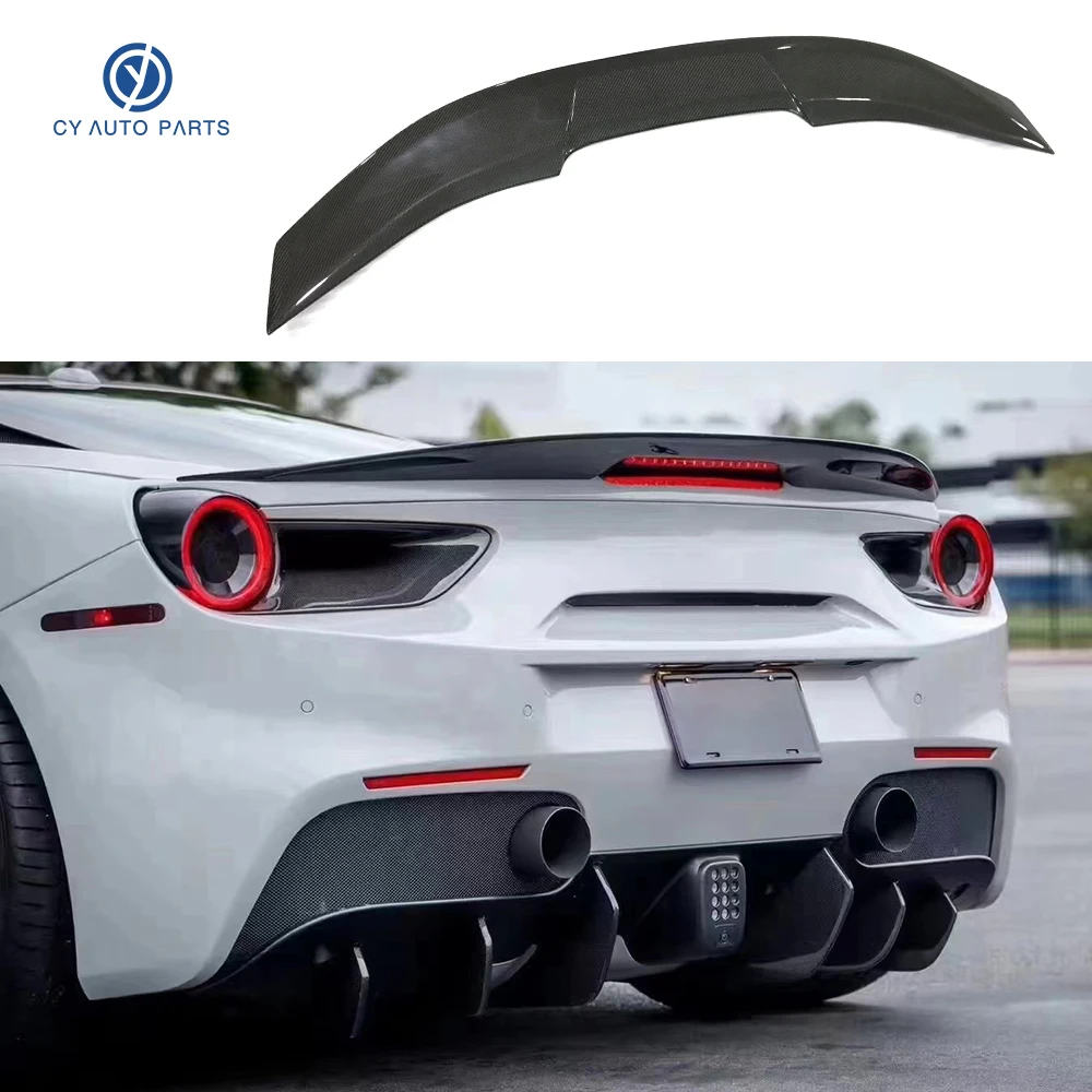Alerón trasero genérico de fibra de carbono real para Ferrari 488 GTB Spider Pista, pieza de mejora exterior.