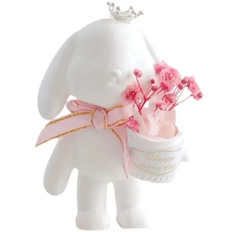 2026 DIY Silicone Mold Rabbit Hold Bucket Ornament Gypsum Bunny Flower Holder Car Decoration Resin Craft Making Handicrafts Tool