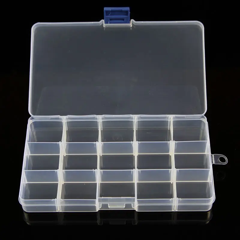 15 Grids Jewelry Plastic Storage Box Adjustable  Case Craft Organizer Beads Transparent Beads Pills Case