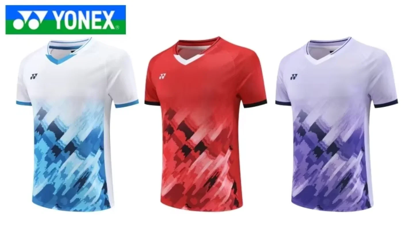 YONEX-pantalones cortos para hombre, uniforme de bádminton, traje de entrenamiento de competición, camiseta de manga corta transpirable absorbente de sudor de secado rápido