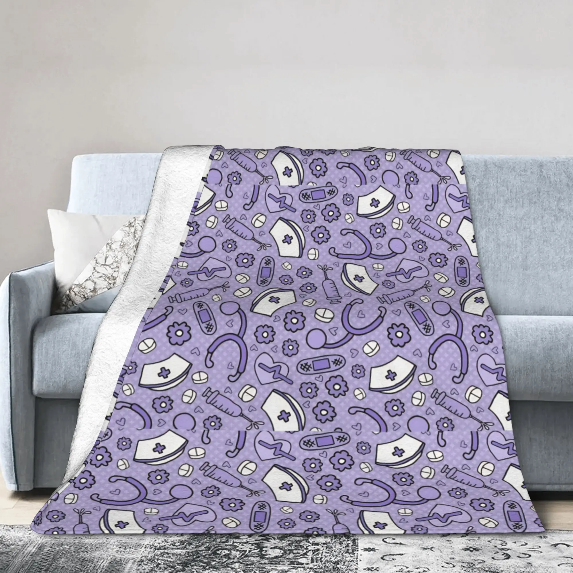 Anesthesia Anesthesiology Medical Blankets Flannel Printed Anesthetist Multi-function Ultra-Soft Bedding Throw Blankets Travel