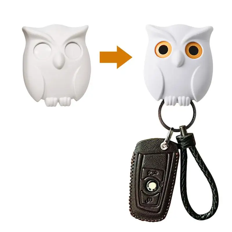 Owl Key Hook Magnetic Cute Night Owl Keyring Holder Auto Blinking Cute Hooks No Punch Creative Key Hanger Home Decoration Gifts