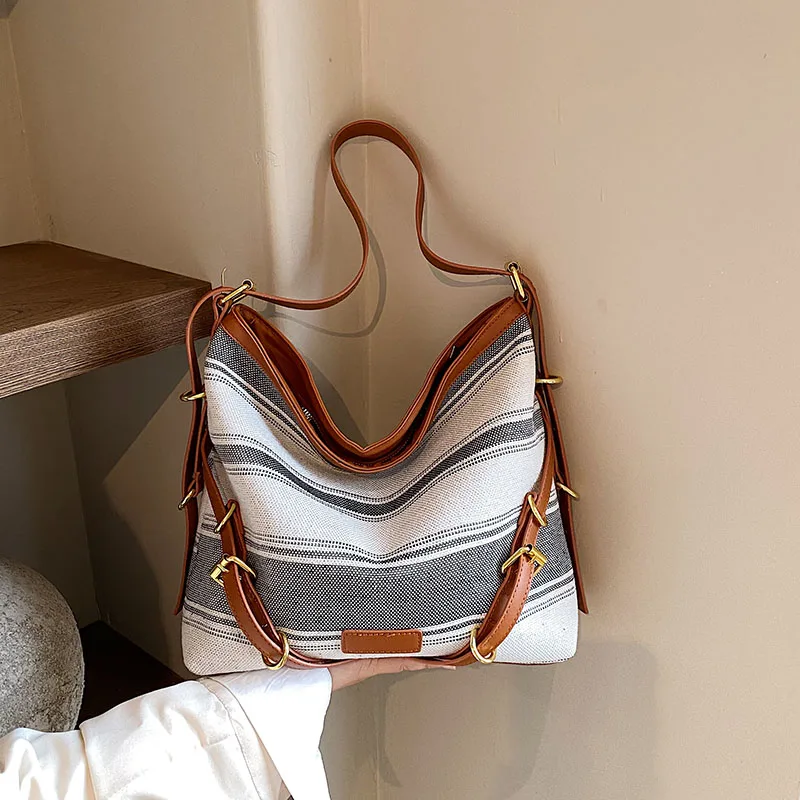 

stripe hobo Purse women shoulder bag fashion female Underarm bag classic female Armpit bag for women large capacity commuter bag