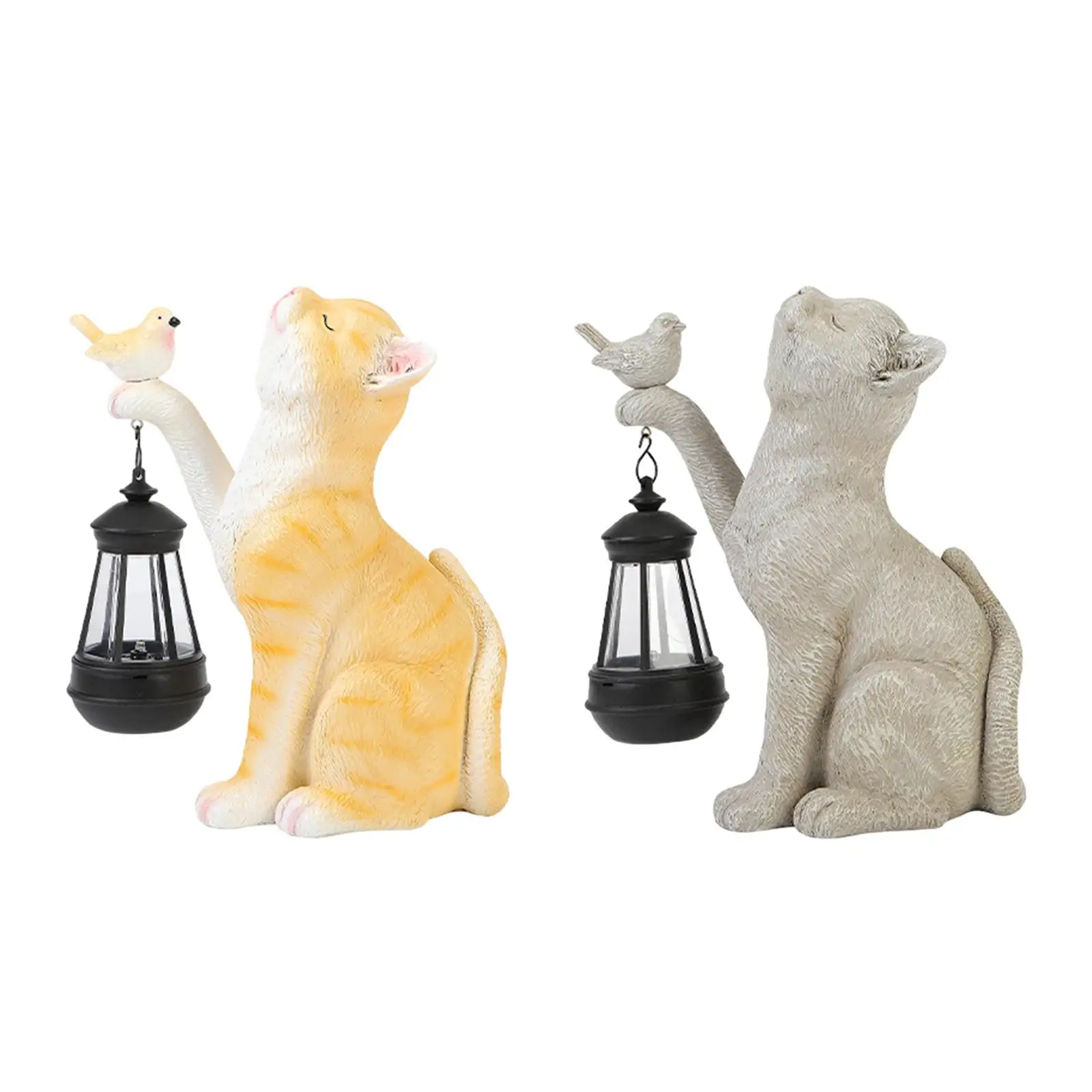 

Cat Outdoor Garden Statue Gifts with Solar Lights Sculpture Cat Solar Light for Housewarming Gifts Courtyard Patio Outside Lawn