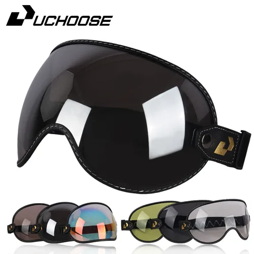 Imagen 1 del producto Gafas Retro para motocicleta, visera Universal de burbujas, protección UV, gafas Vintage para montar en motocicleta, protector de lente para casco duradero