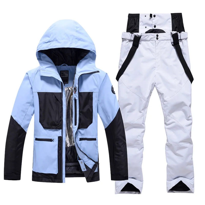 -30℃ Ski suit Snow prevention Jacket pants adult Couple clothing Men women windproof waterproof warm Green Pink white Purple