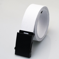 3.8cm Casual Canvas Belt Silver Alloy Buckle Solid Color Outdoor Comfortable Cotton Sports Belt Unisex