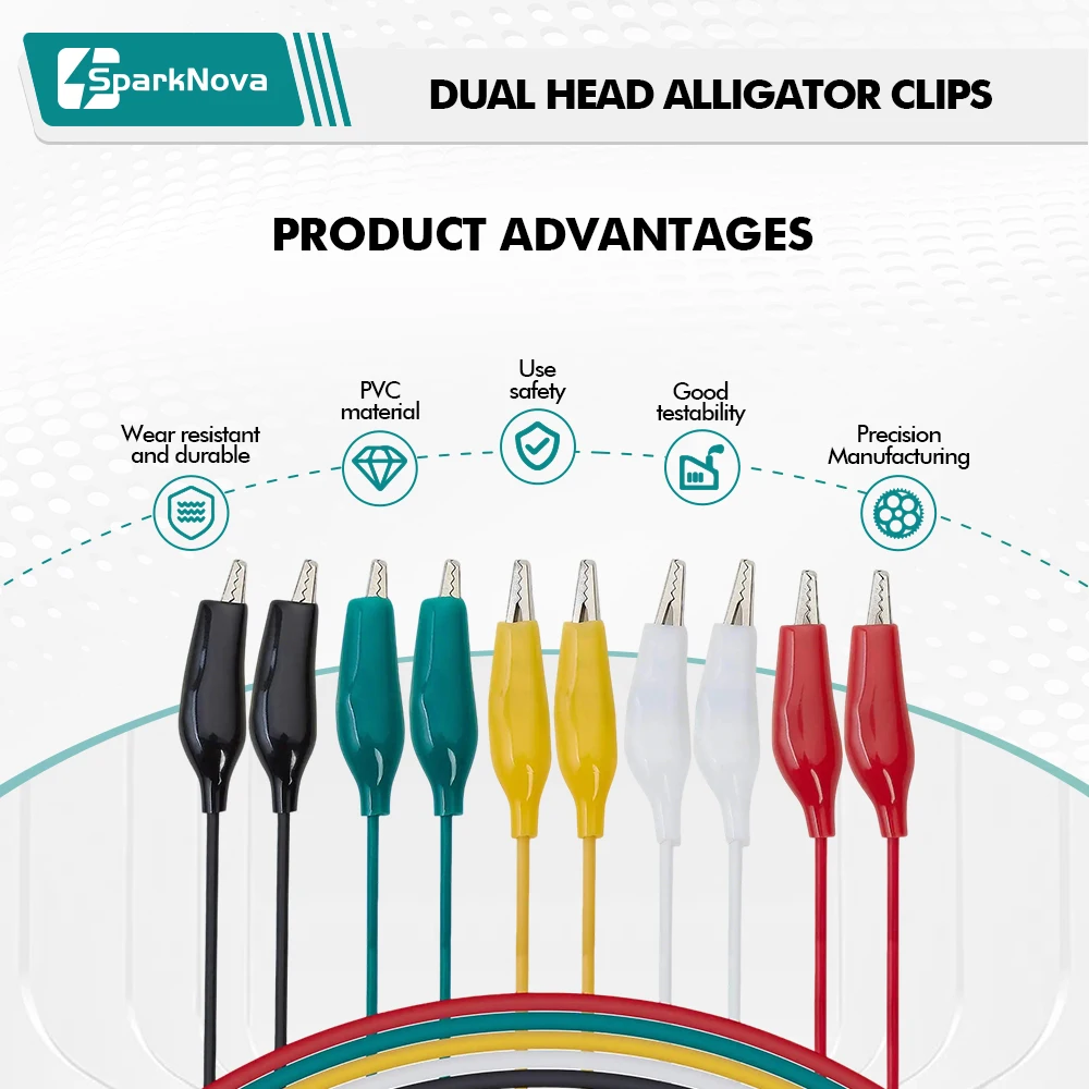 10PCS 28 35 45mm Alligator Clips Double Head Test Leads 50CM Jumper Wires Electrical DIY Crocodile Clips for Electronics Battery