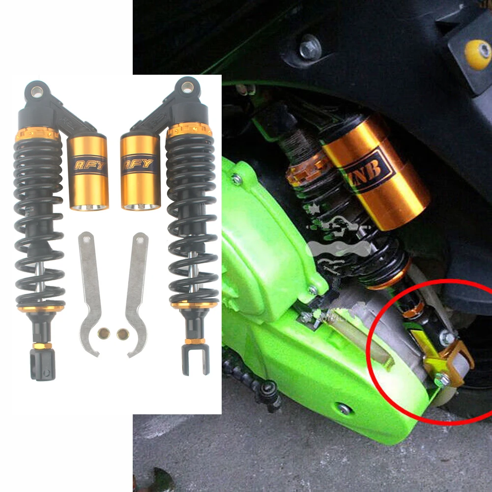 

ALLGT Pair 350m Motorcycle Air Shock Absorbers Universal Fit For Yamaha Kawasaki Go Kart Quad Dirt Sport Bikes Eye To Clevis