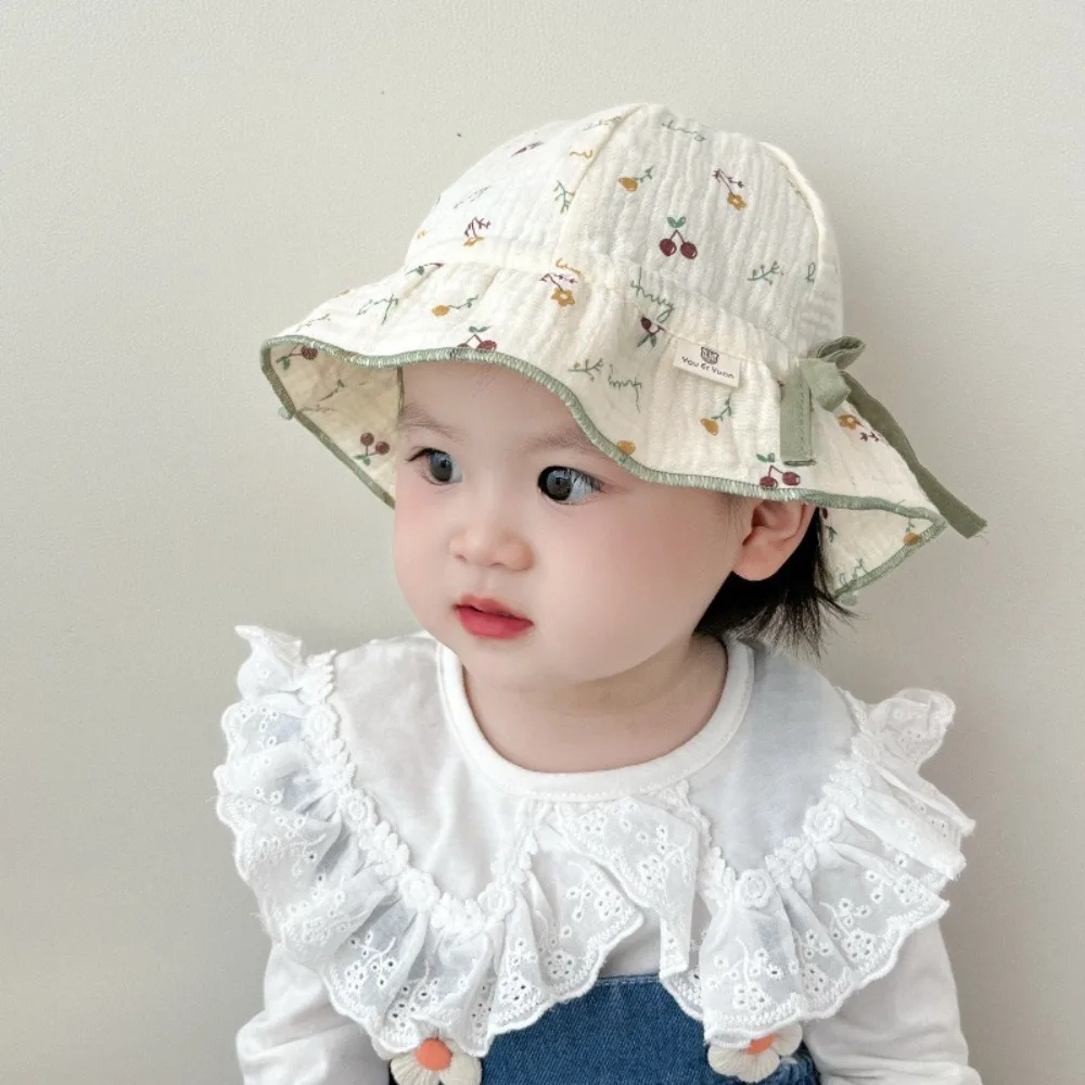 Vintage Schleife Rüschen Prinzessin Hut atmungsaktiv weiche Baumwolle Eimer Hut Sonnenschutz Sonnenschutz Kappe Jungen Mädchen