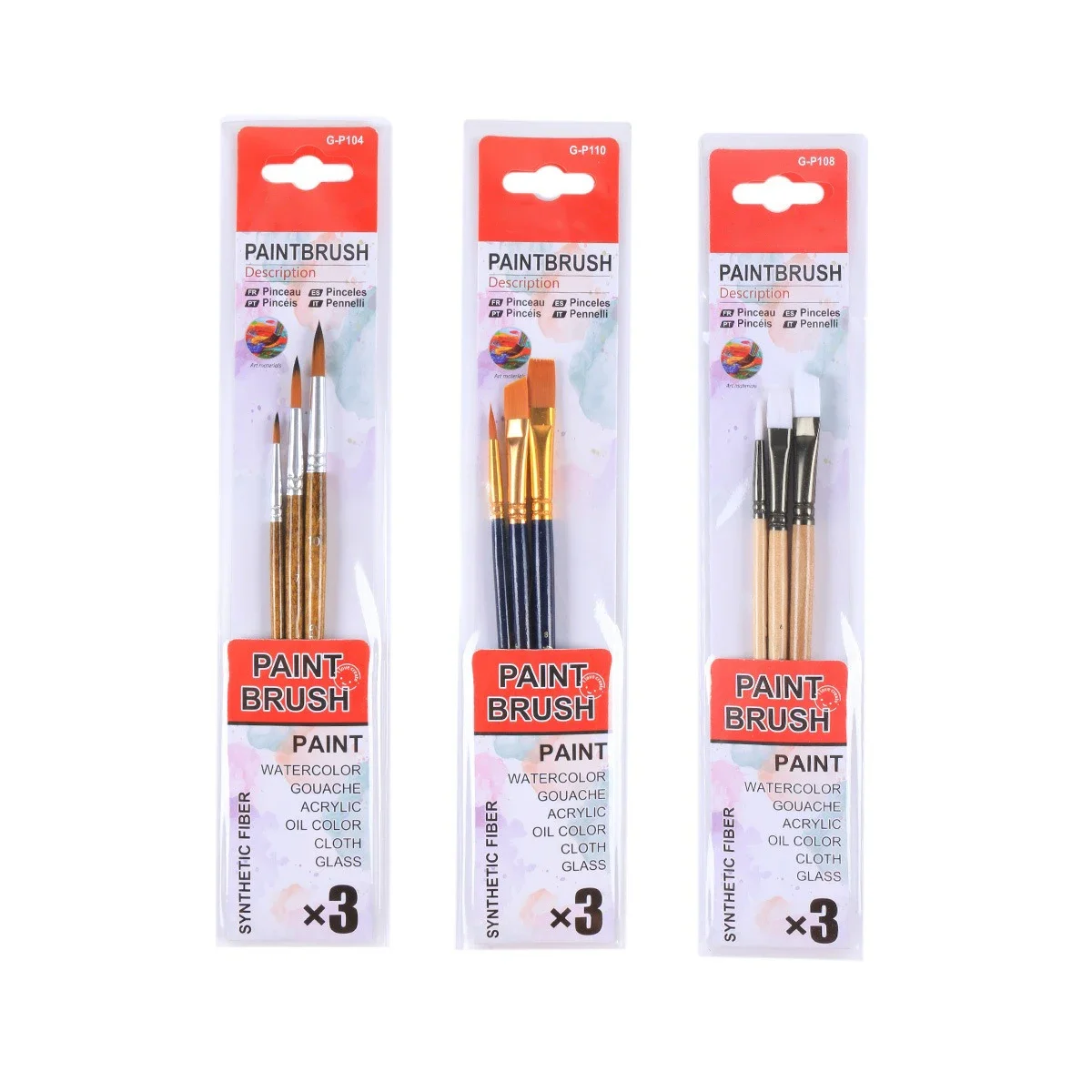 3 Pcs Set Paint Brushes Nylon Hair Short Rod 11 Specifications Digital Oil Painting Watercolor Acrylic Brush Painting Art Supply