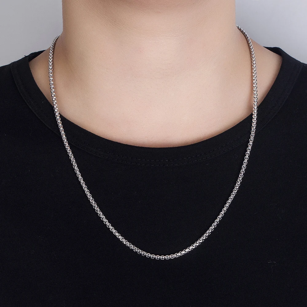 Women's 925 Sterling Silver Dainty Box Chain Clavicle Choker Elegant Simple Versatile Basic Layering Fine Jewelry for Daily Wear