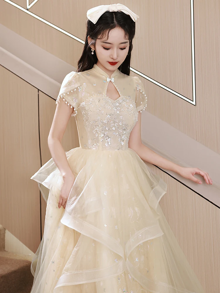 

Вечернее платье Ele: Новинка 2025 года, роскошное, элегантное, для взрослых, для выпускного бала, корейский стиль, с жемчужной отделкой