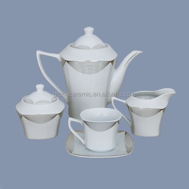 Custom Design Western 125 Pcs Square Shape Ceramic Fine China Porcelain Gold Rim Dinnerware Sets for Hotel Restaurant