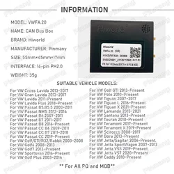 Car CANBus Decoder VWFA CAN to UART Data Converter for Skoda Citigo Yeti Laura Praktik Roomster Fabia Octavia Rapid Superb