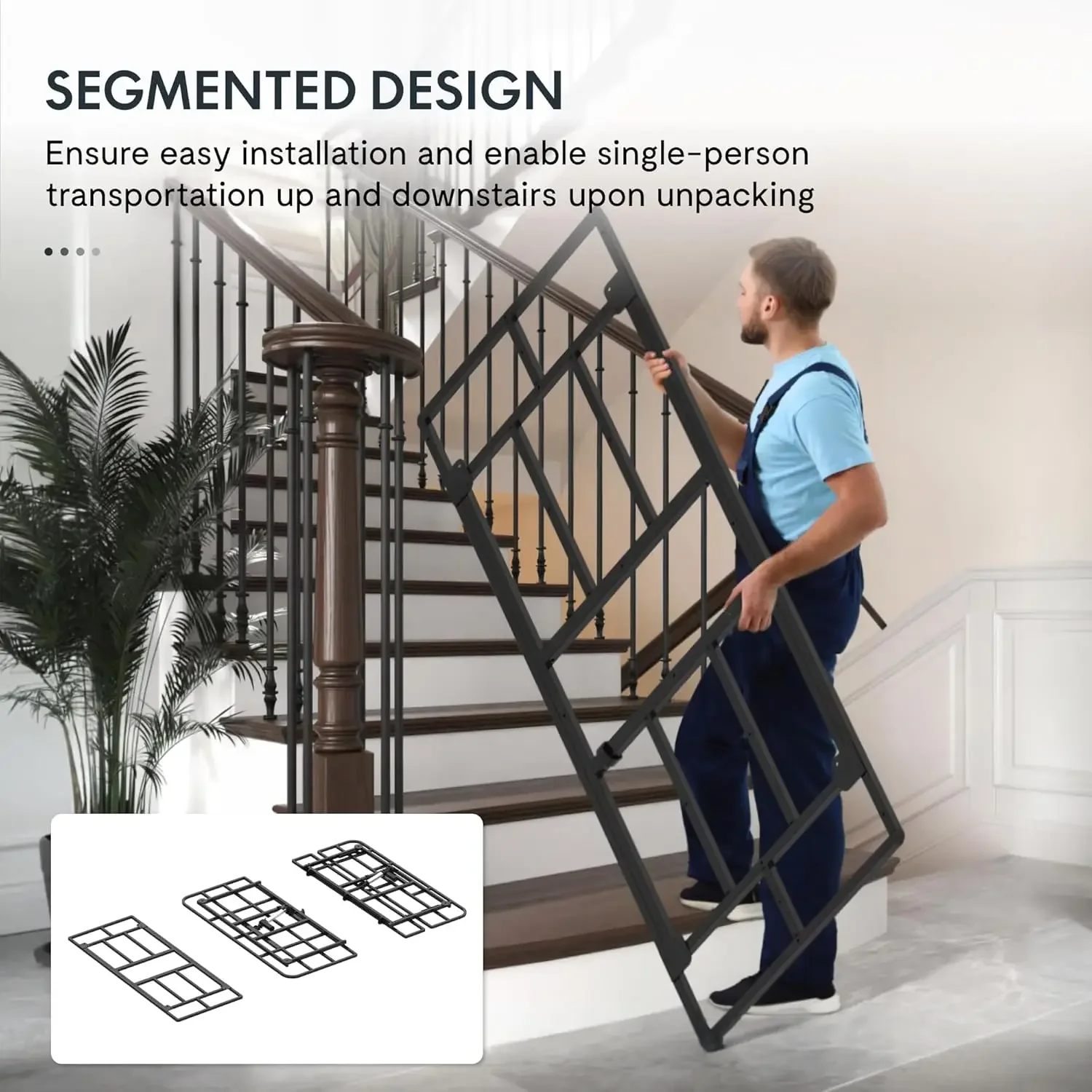 Adjustable Bed Frame Base Queen,One-Person Transport and Assembly,Adjustable Bed Legs,Oxford Fabric Bedspread