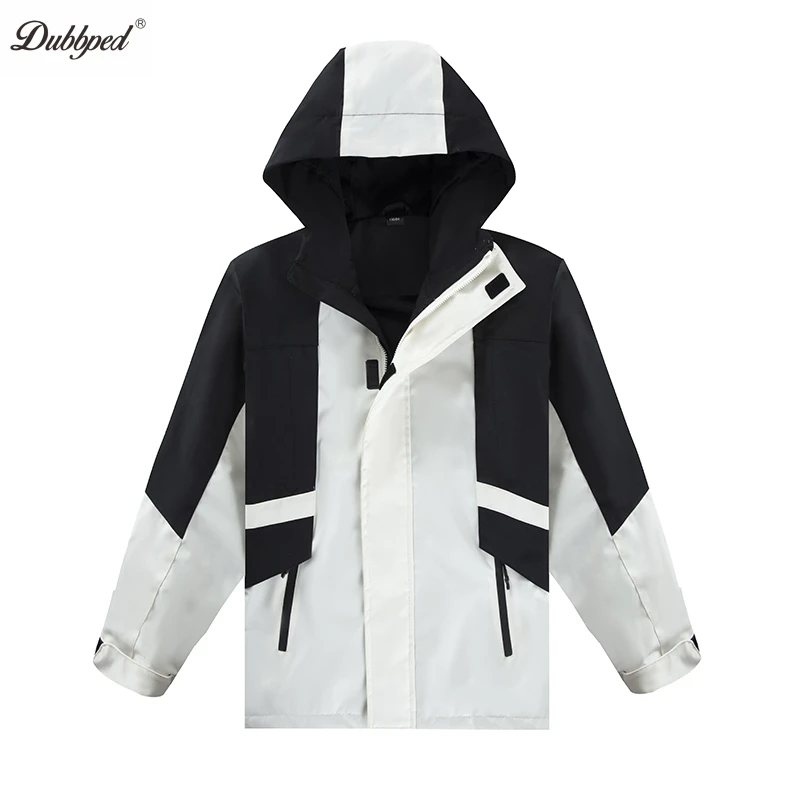 

Dubbped Spring Autumn Kids Coats patchwork contrast color hooded jackets Boys Girls Wind waterproof loose casual outerwear