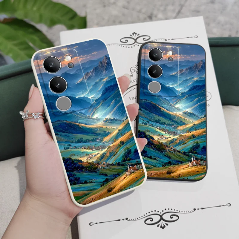 حافظة هاتف جبلية جميلة لهاتف VIVO V50 V40 V30 V29 V29E V27 V27E V25 V25E V23 V23E V21 V20 Y20 Y12 Y21 Y22 Y50 Y35 Pro 4G 5G