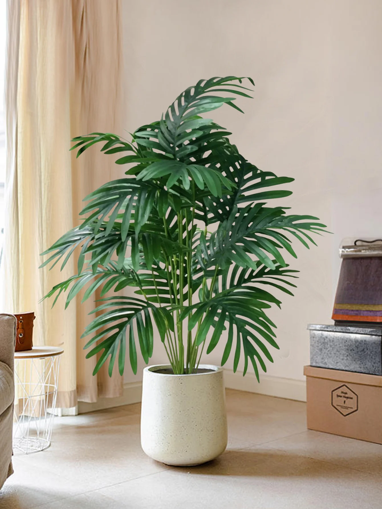 

70-80cm Large Artificial Palm Tree Tropical Green Leaves Fake Plants Plastic Monstera Faux Tree Branch for Home Kitchen H1620
