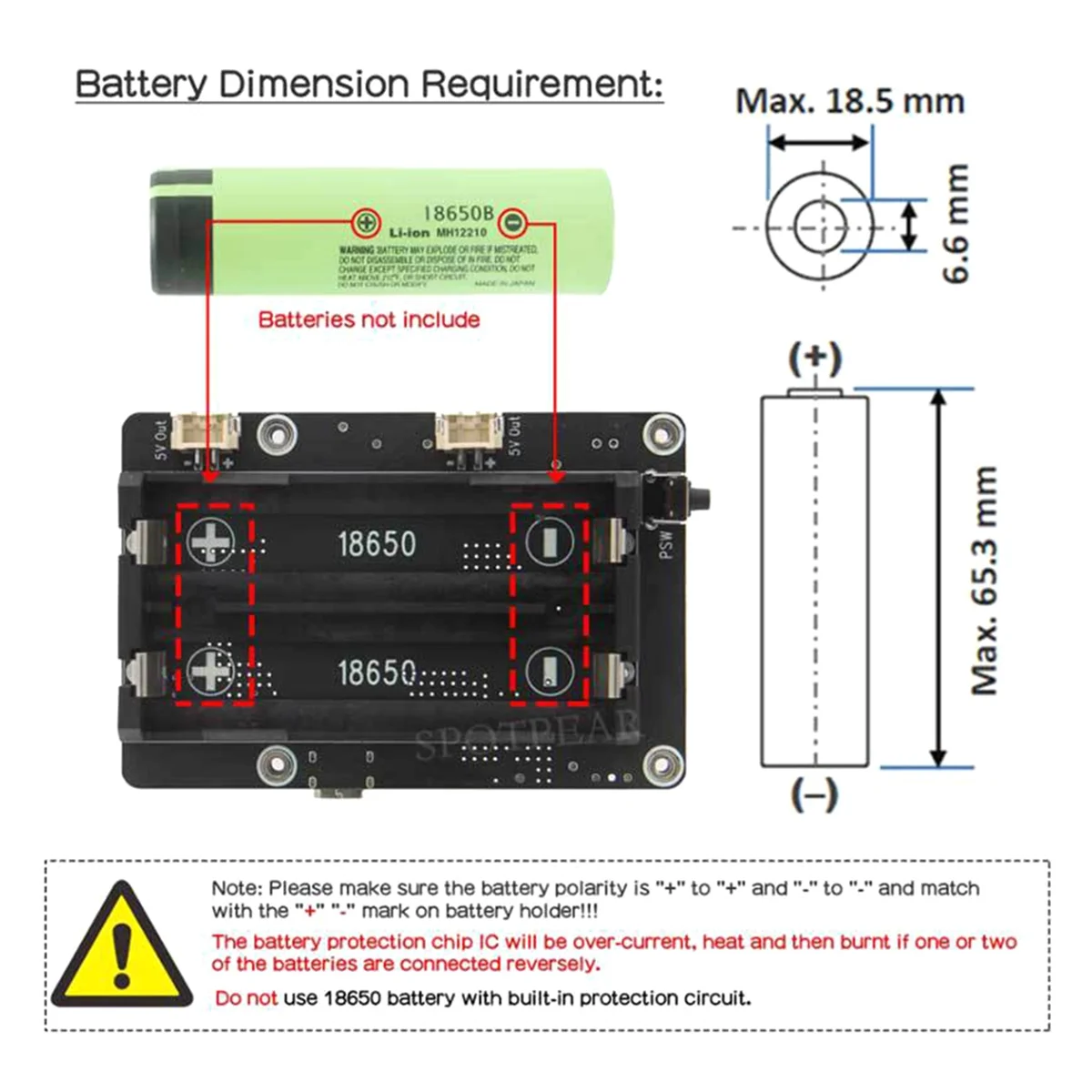 X1200 for 5 UPS Board Power Management Expansion Board for 18650-Li-Battery (NOT Includ Battery)