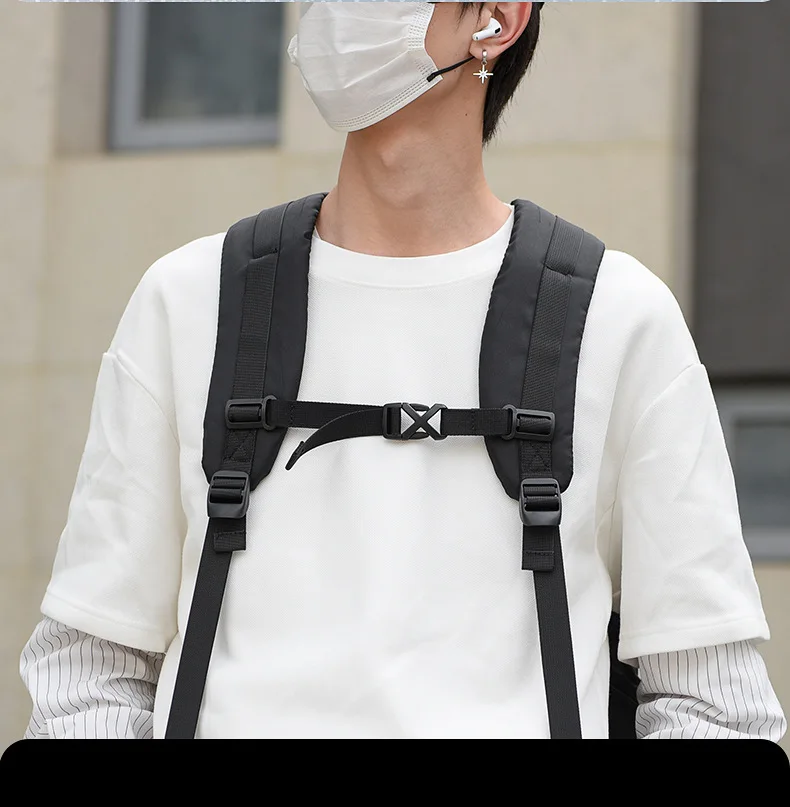 Mochila elegante com cordão para homens, bolsa multifuncional para estudantes universitários com compartimento para laptop para viagens e bolsa casual