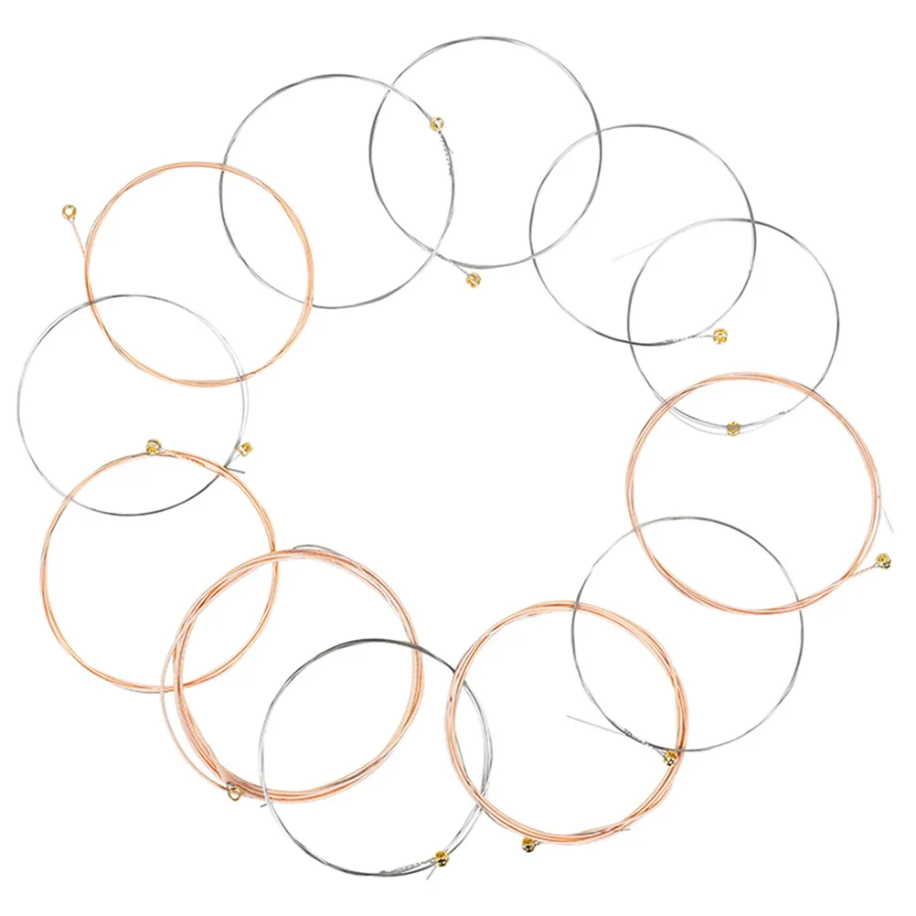 

12pcs Copper Strings Durable Acoustic Folk Replacement Strings Metal String Kit For Guitar Players Guitar Accessories