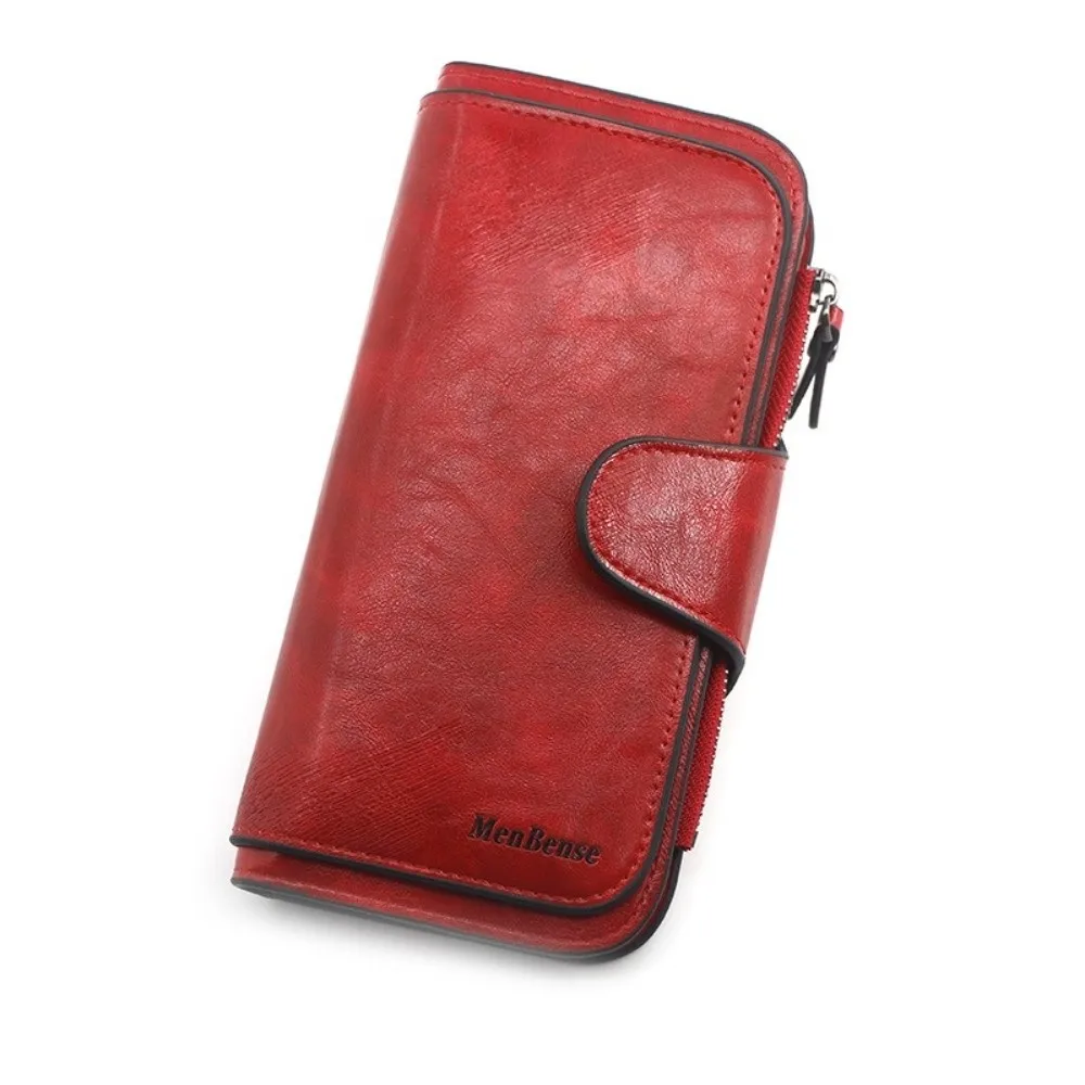 Dompet Panjang Wanita Kapasitas Besar Dompet Kulit PU Warna Solid Multifungsi Tas Clutch Multi Kartu Gaya Korea Wanita