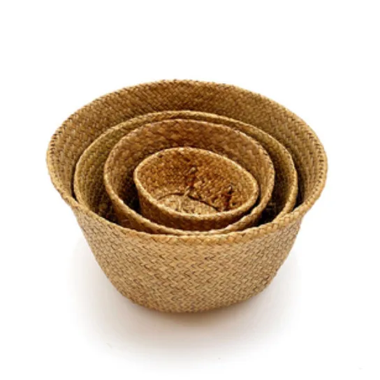 Aufbewahrungskorb aus Korbgeflecht, Rattan, zum Aufhängen, Blumentopf, faltbar, für Wäsche, Pflanzen, Stroh, gewebt, Heimdekoration