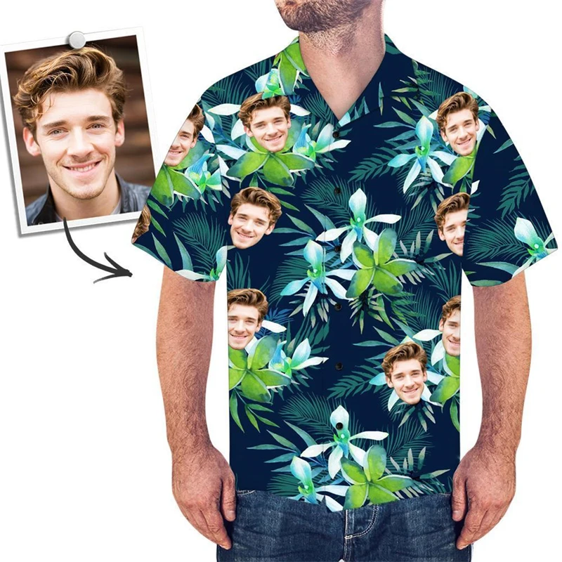 Camicie hawaiane Unisex personalizzate divertenti 3d fai da te stampa camicie con bottoni maniche corte/maniche lunghe camicia Hawaii top taglia europea 6xl