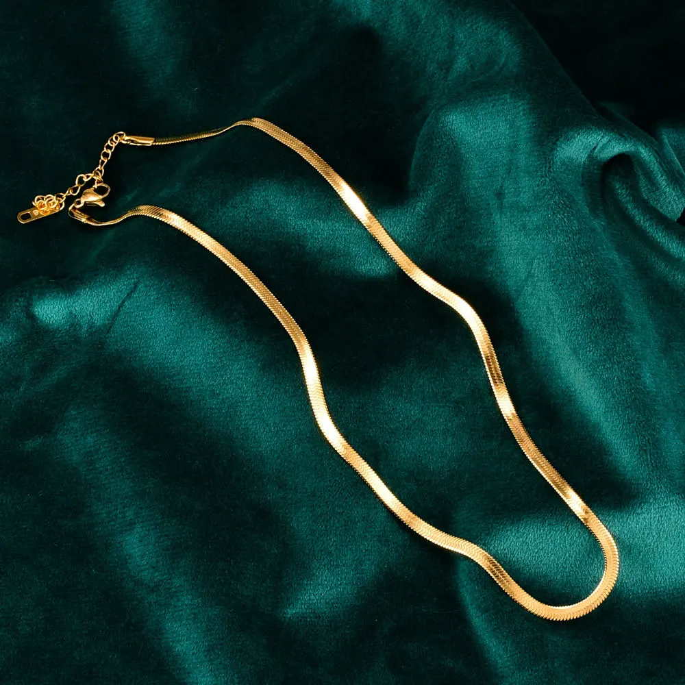 

Роскошное женское короткое ожерелье из чистого золота 9999 пробы 24 карата с цепочкой из змеиной кости