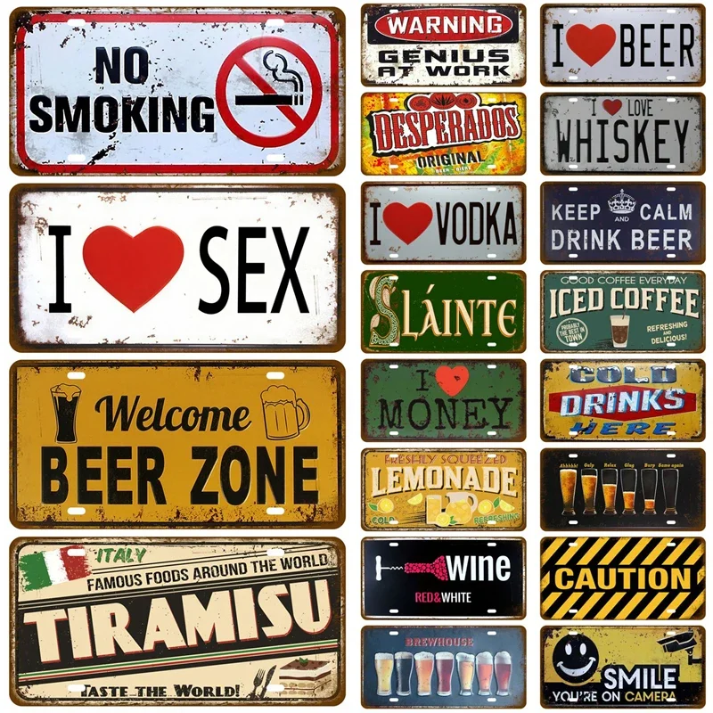 Coffee Tin Sign Vintage Metal Sign Funny Poster License Plate Home Decor For Bar Pub Club Man Cave Wall Decoration Wine Beer