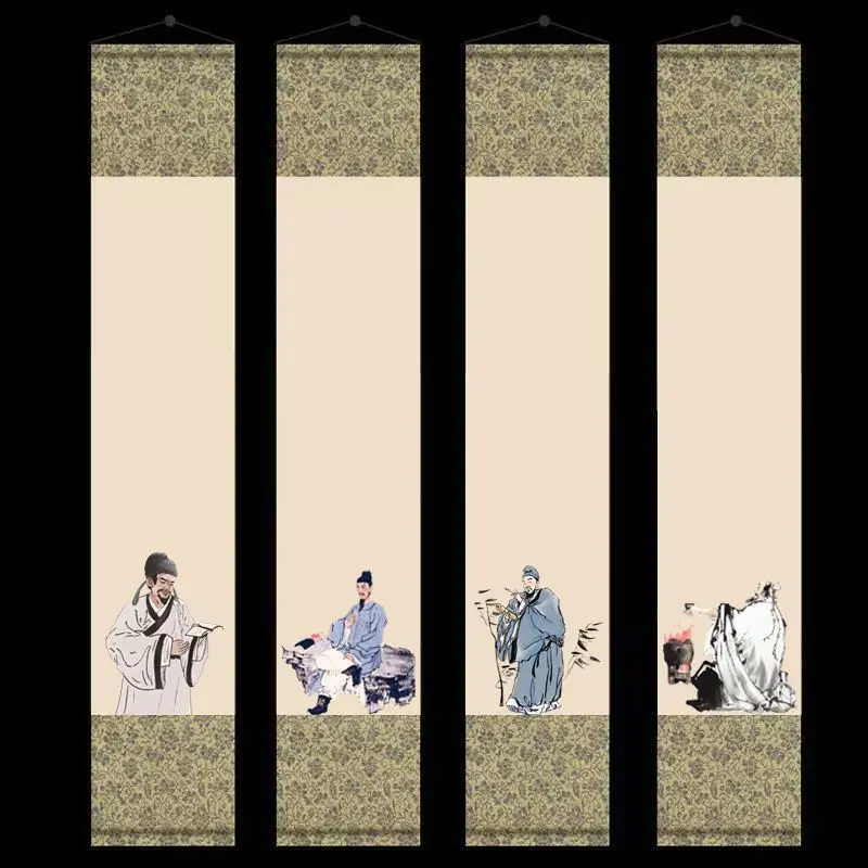 Cultural Creative Blank DIY Xuan Paper Scroll Antique Calligraphy Painting Handwriting Scroll Retro Rice Paper Hanging Scroll