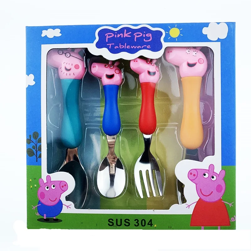 4 قطعة/المجموعة أدوات المائدة Peppa خنزير يونيكورن شوكة ملعقة مجموعات الالعاب جورج حفلة عيد ميلاد السكاكين الوردي الكرتون الشكل الاطفال هدية للأطفال