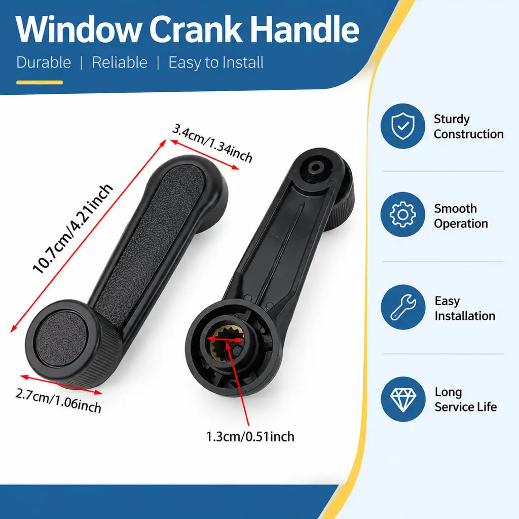 PINMOAP Manual Car Door Window Handle Crank ABS Replacement Accessory For Smooth Operation Durable Interior Repair Replace Part