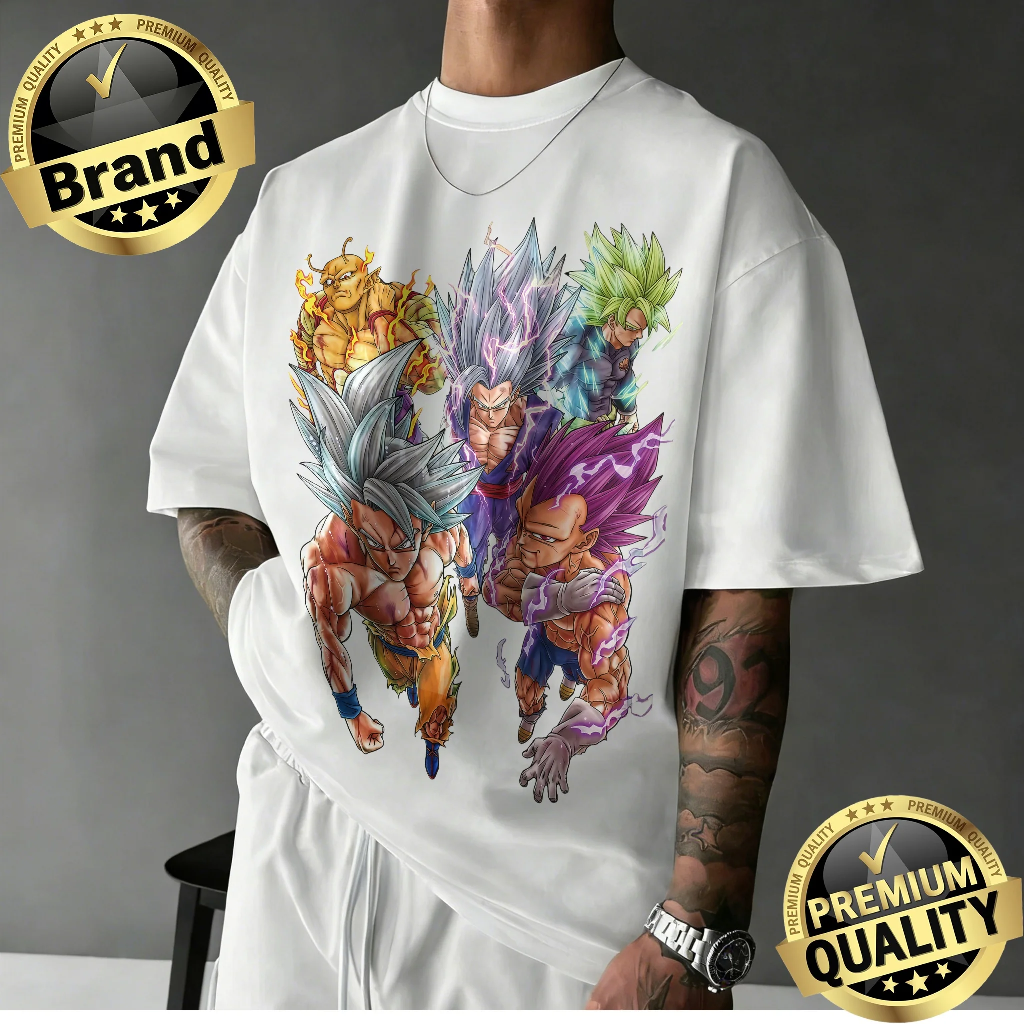 2026 Neuerscheinung Dragon Ball Übergroßes Retro Anime T-Shirt |   Ultimate Saiyan Forms Grafikdruck-T-Shirt aus 100 % Baumwolle im Y2k-Stil für die Familie
