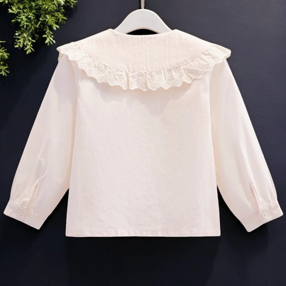 School Unifom Kids White Shirts for Girls Blouses Chiffon Spring Autumn Long sleeve Children Clothes Teenagers 4 6 8 10 12 Years