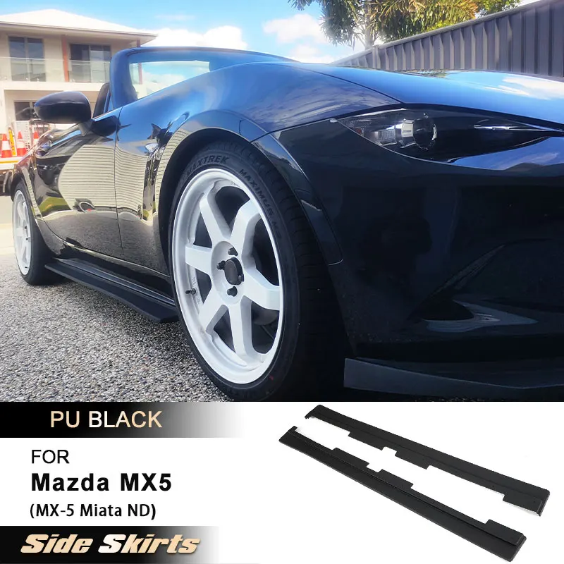 

Car Side Skirts Extensions for Mazda MX5 MX-5 Miata ND 2022 Racing Side Door Bumper Apron Lip Skirt Guard Body Kits PU Black
