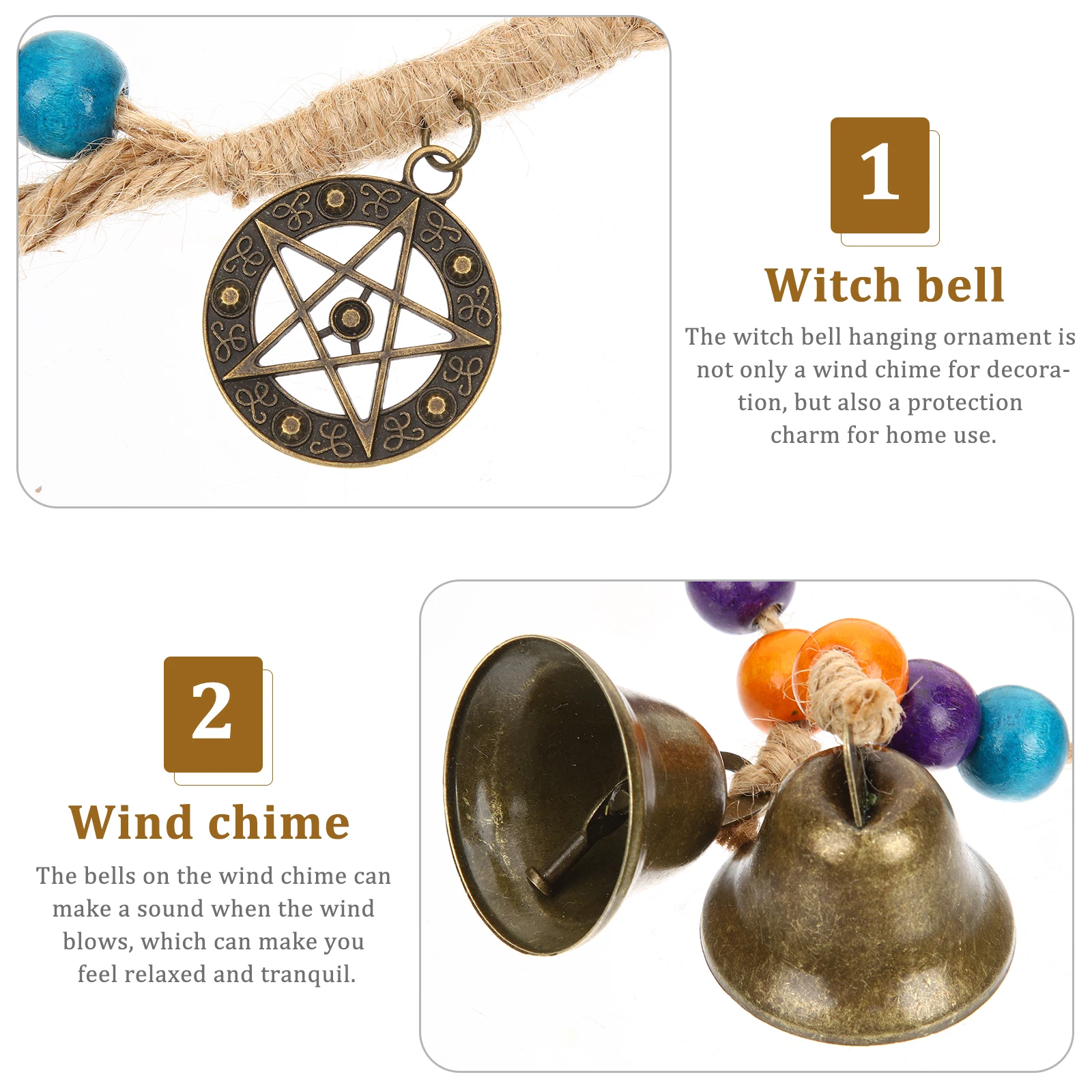 

Witch Bell Wind Chime Hanging Ornament Metal Protection Charm Decorative Wind Bell For Garden Patio Balcony Outdoor Use