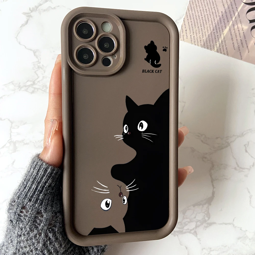 Cute Cat Phone Case for Oppo Reno 12 11 10 8 7 6 5 4 3 2 Reno12 Reno11 Reno10 Reno8 T Z F Pro Plus 4G 5G Ladder Lens Cover