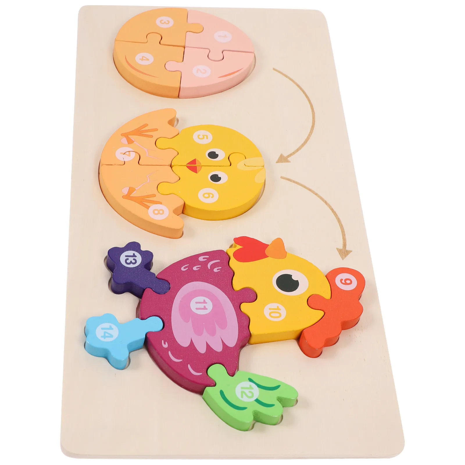 1Set Rooster Growth Puzzle Kindergarten Early Education Learning Aid Wooden Jigsaw Cognitive Development Matching Game