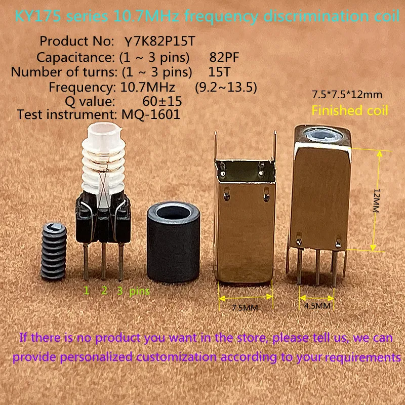 Five 10.7MHz FM IF transformers with adjustable coils for radio frequency modulation and frequency discrimination