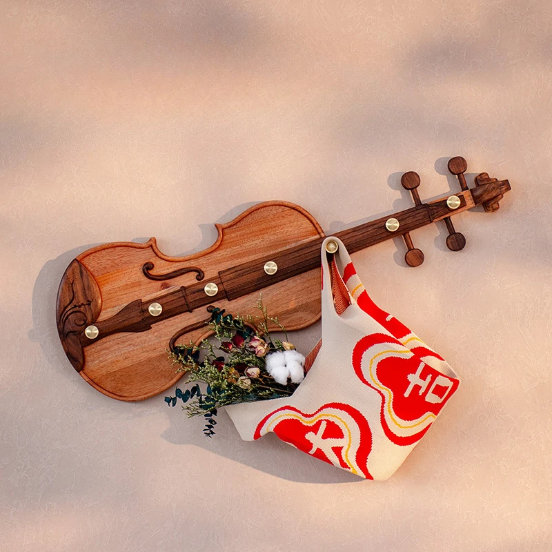 

Hat hook key wall hanging black walnut violin hook